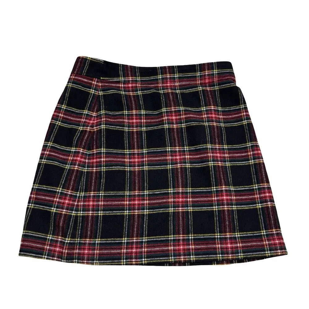 NEW J Crew Factory 14 Mini Skirt Plaid Wool Blend A Line A-Line Holiday
